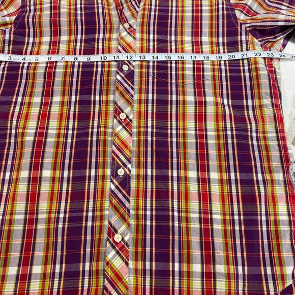 Banana Republic Men's Button Down Plaid Purple Red - Picture 5 of 7